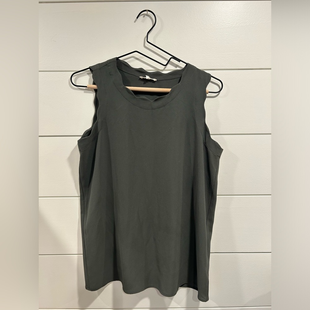Olive Green Sleeveless Blouse